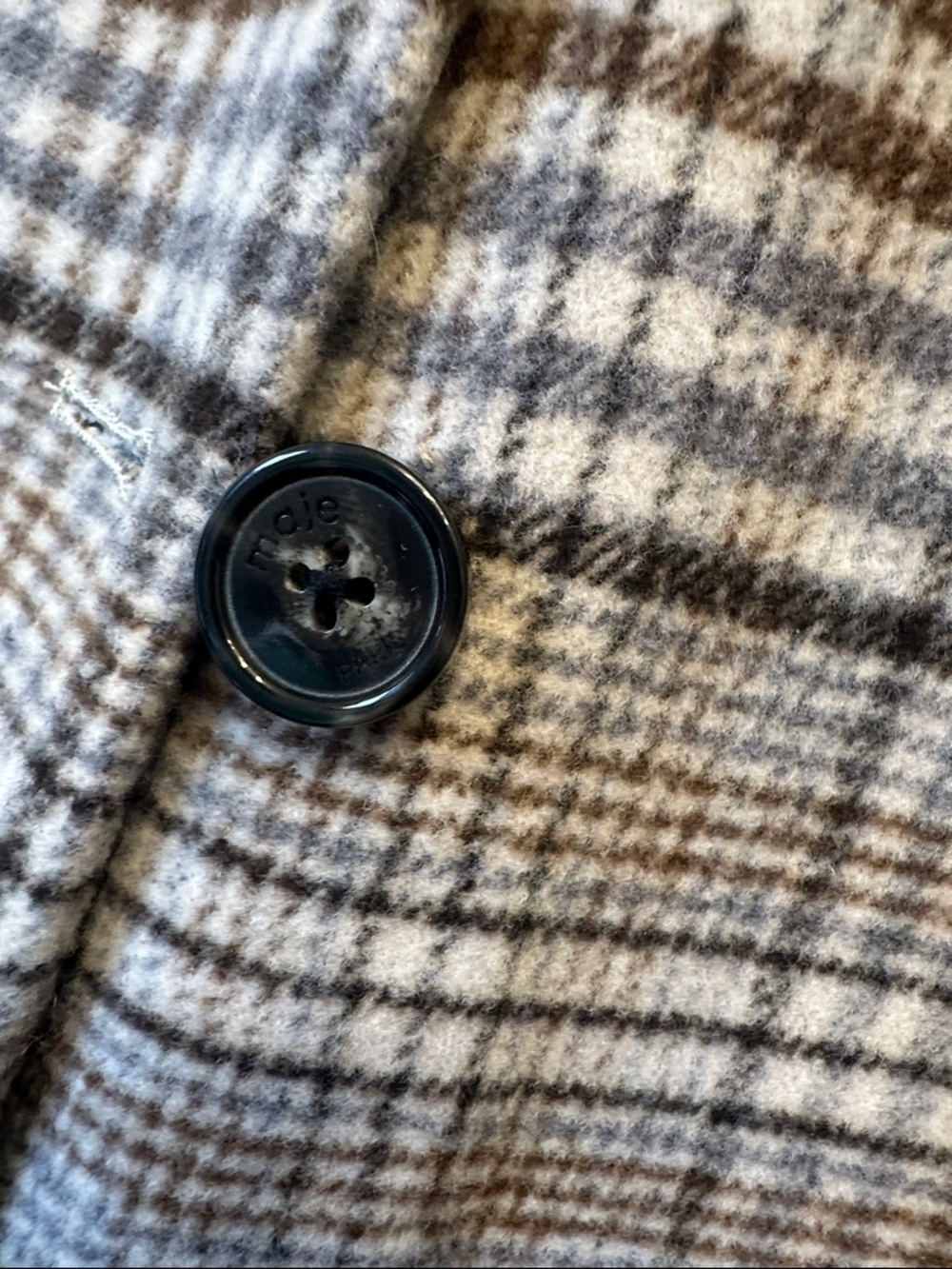 Maje Plaid Double-Breasted Coat in Brown/Beige size 38 retail for $685 - Picture 10 of 10